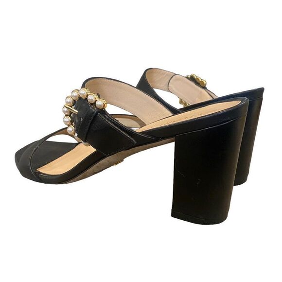 Stuart Weitzman Piper 75 Block Sandal Black Pearl Buckle size 9.5 - Picture 6 of 12